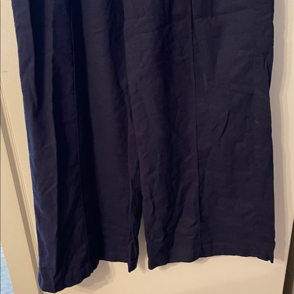 Christian Siriano Navy Size 10 Linen Set Pants and Buttoned Tank Top - Picture 9 of 11
